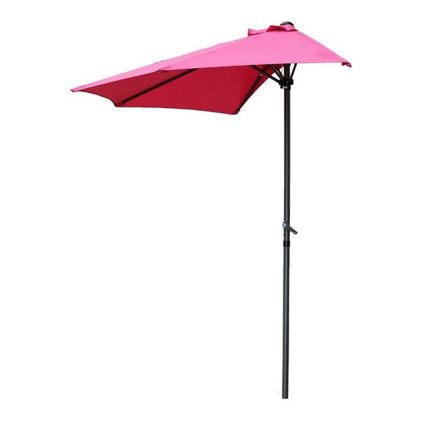 International Caravan 9 ft. Half Round Wall Hugger Umbrella, Bery Berry YF-1147-2.7M-BB